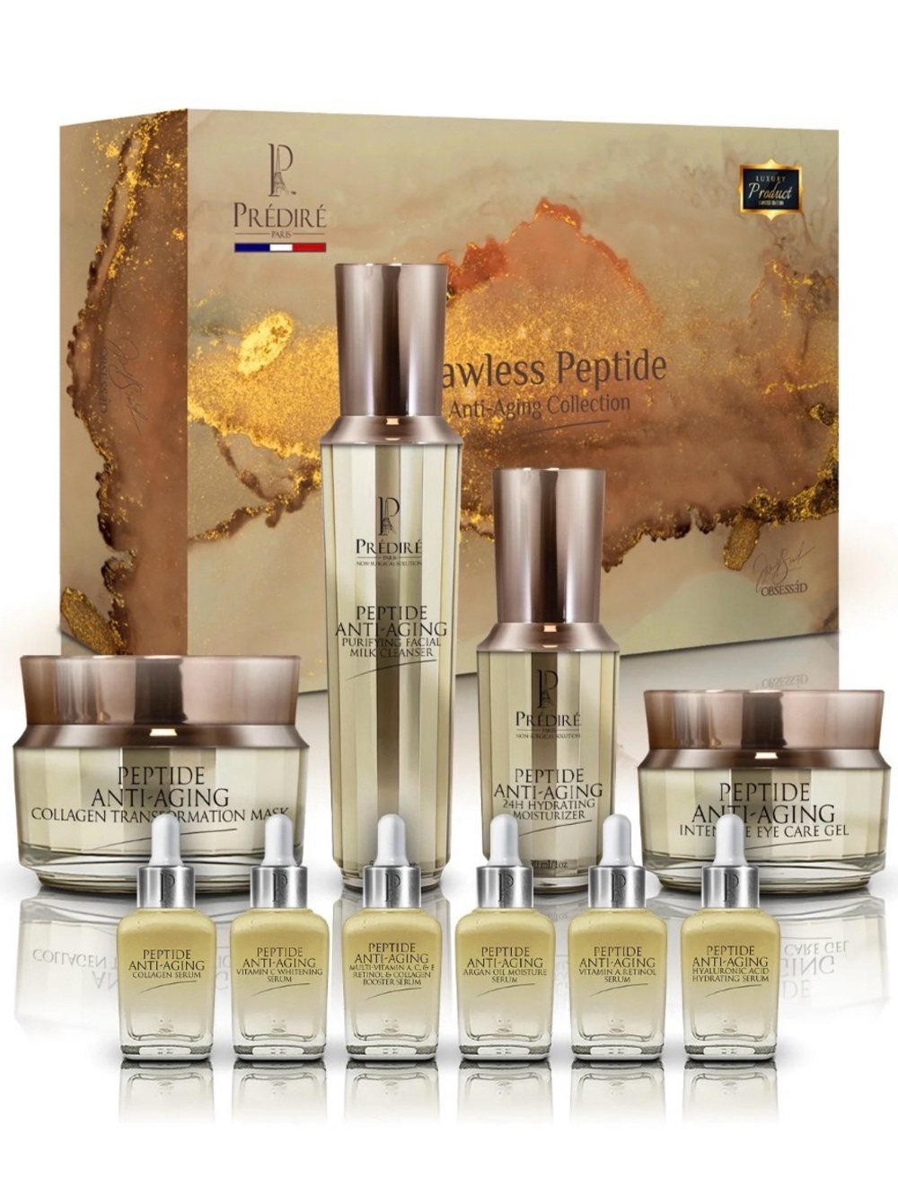 NIB Prédiré Flawless Peptide Anti-Aging Set - Gold & Beige - Picture 2 of 6